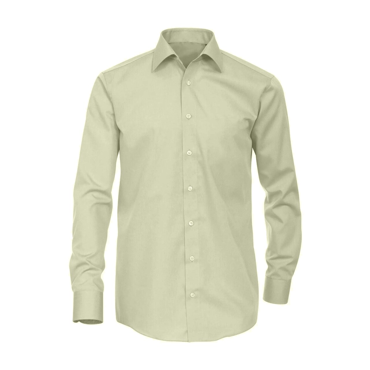 Ivory Long Sleeve Polo Shirt – Slim Fit, Premium Cotton-Poly Blend, Elegant Neutral Tone, Tailored Dress Shirt for Business, Formal, or Casual Wear